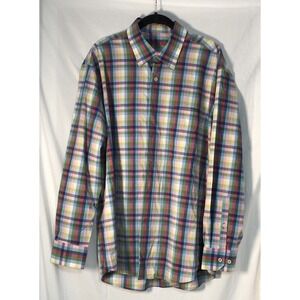 Alan Flusser Men's Multicolor Check Long Sleeve Button‎ Up Shirt - Size L